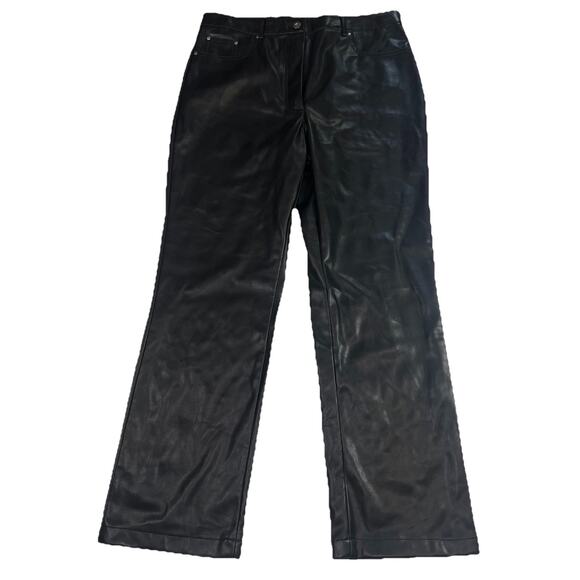 7 FOR ALL MANKIND PANTS Women Size L Black Faux Leather 5-Pocket Classic NEW NWT - Picture 1 of 16